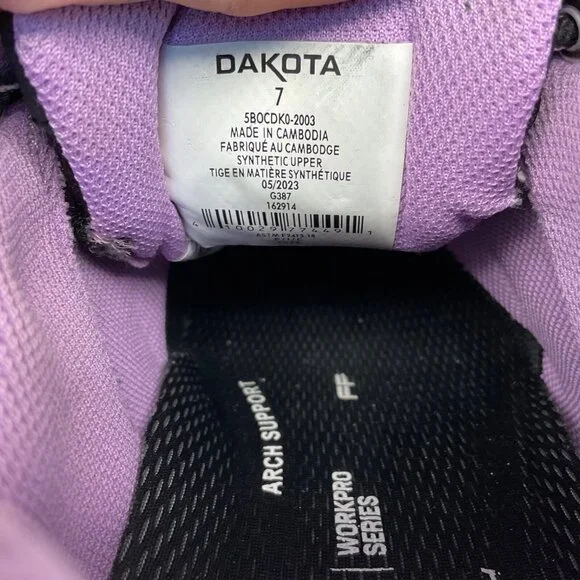 Dakota Women's Low-Cut Aluminum Toe CP Work Shoe 2003 Black/Purple Size 7M - Picture 8 of 8
